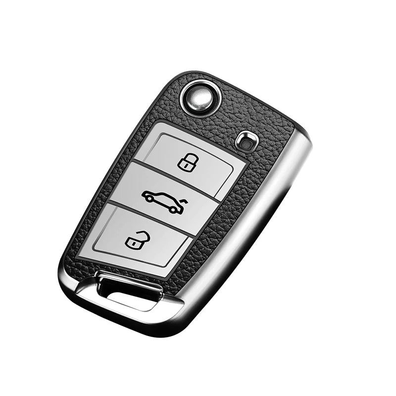 Key Cover For VW Seat Skoda Case Remote Fob Protector Shel Golf TPU Leather TL40