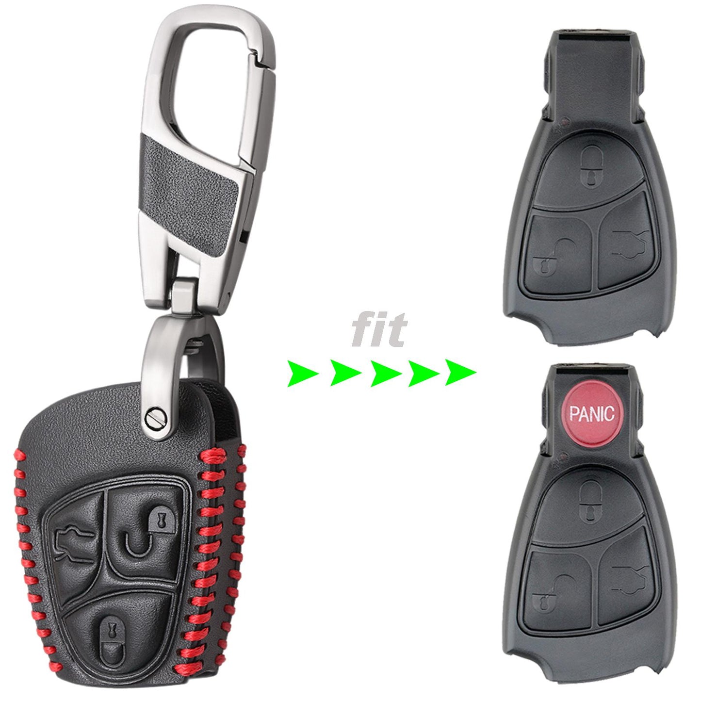 Mercedes Key Cover – Red & Black Synthetic Leather