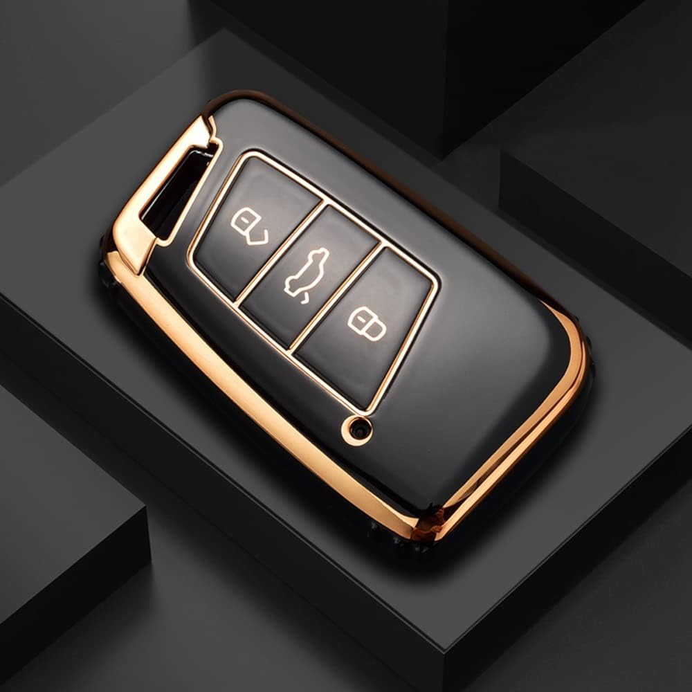 Car Key Fob Cover Compatible with VW Passat B8 CC Jetta Magotan B5 3-Button Remote Key | TPU Protective Case