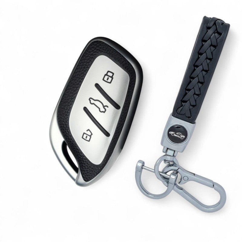 Car Key Cover Compatible MG ZS ev, Astor Smart Key TPU Leather Textured with Keychain