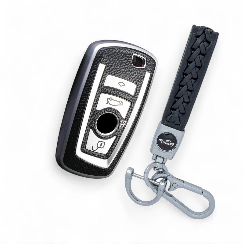 Car Key Cover Case Fob Black For BMW F10 F11 F30 X3 X4 X5 X6 X7 with Keychain