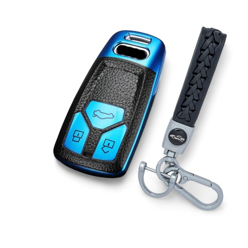 Car Key Fob Cover fit for Audi A4 B9 A3 S4 RS4 A5 F5 S5 RS5 FY Q7 with Keychain