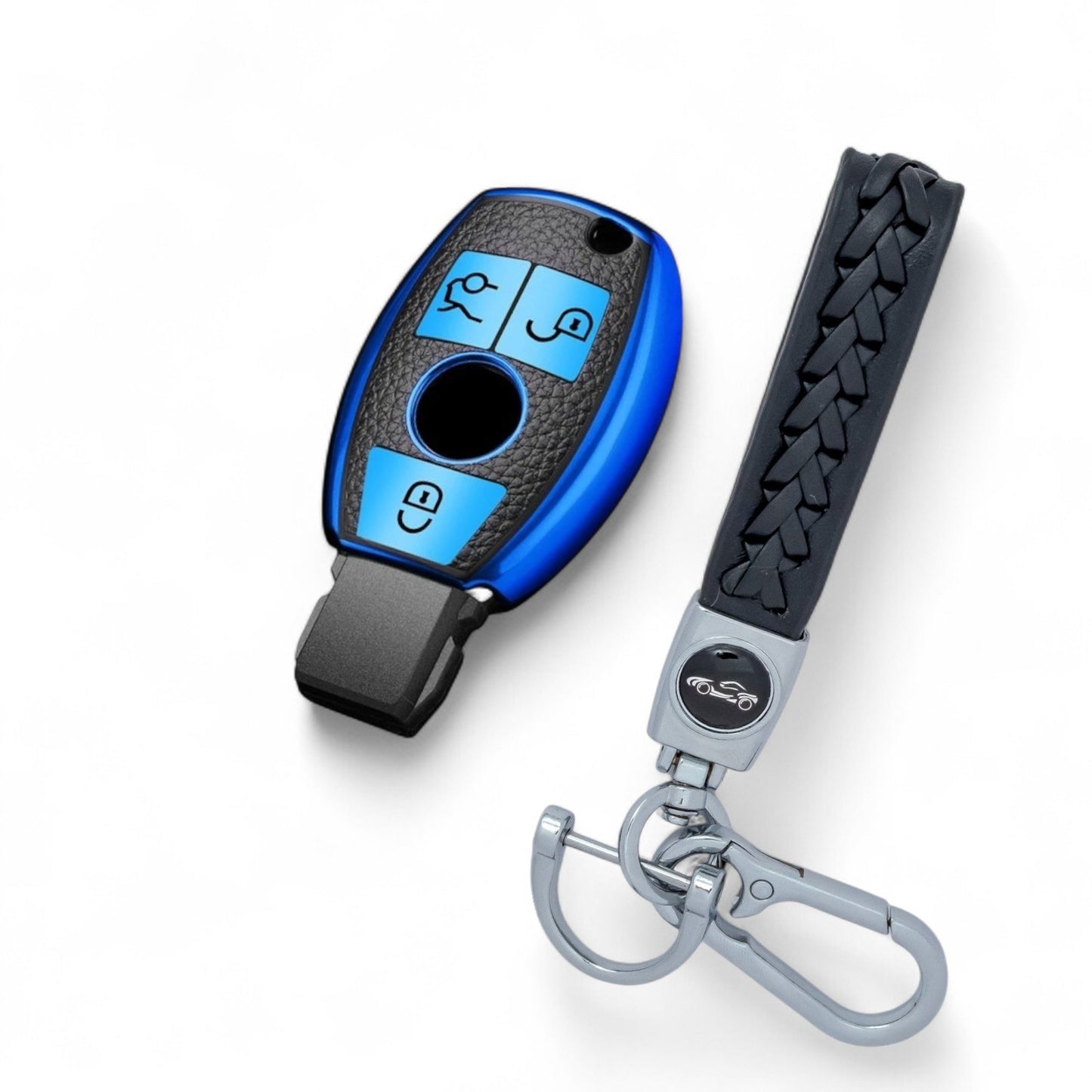 Key Fob Cover Case for Mercedes A B C E S G M V Class 3 Button Car with Keychain