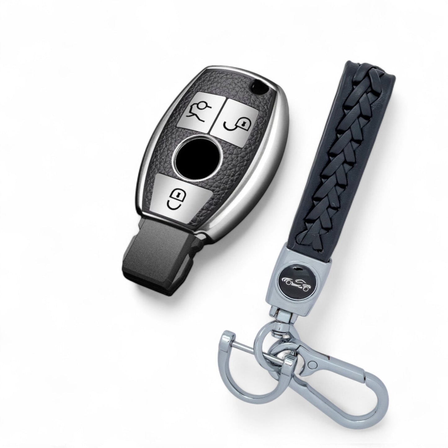 Key Fob Cover Case for Mercedes A B C E S G M V Class 3 Button Car with Keychain