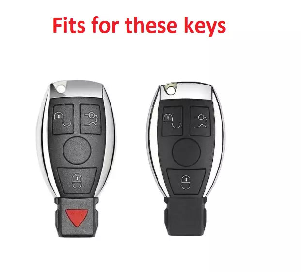 Key Fob Cover Case for Mercedes A B C E S G M V Class 3 Button Car with Keychain
