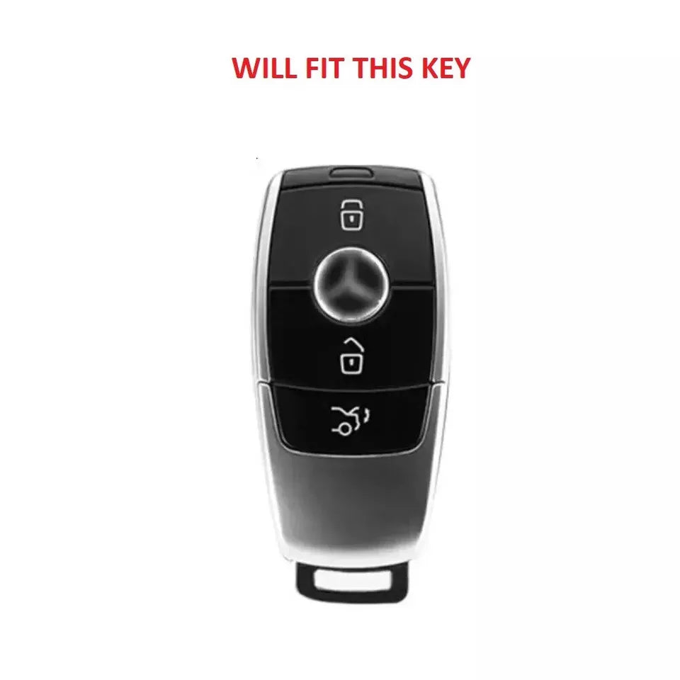 Leather Car Key Fob Case Cover Shell For Mercedes Benz A C E S Class GLS CLE CLA with emblem