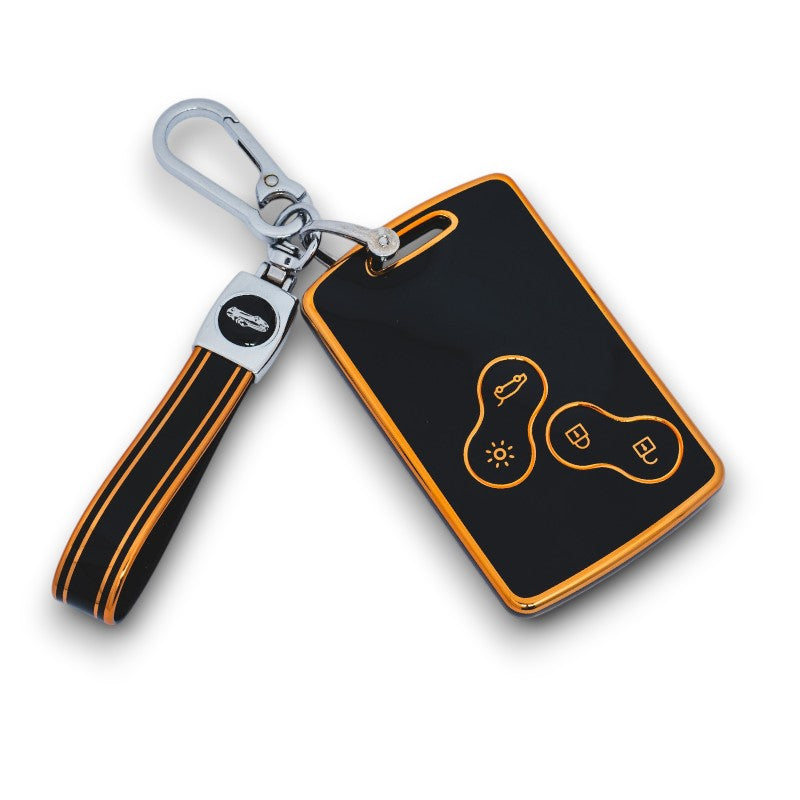 Keychain for Renault Duster Captur Clio Logan Megane 4 Button Key Fob Cover Case