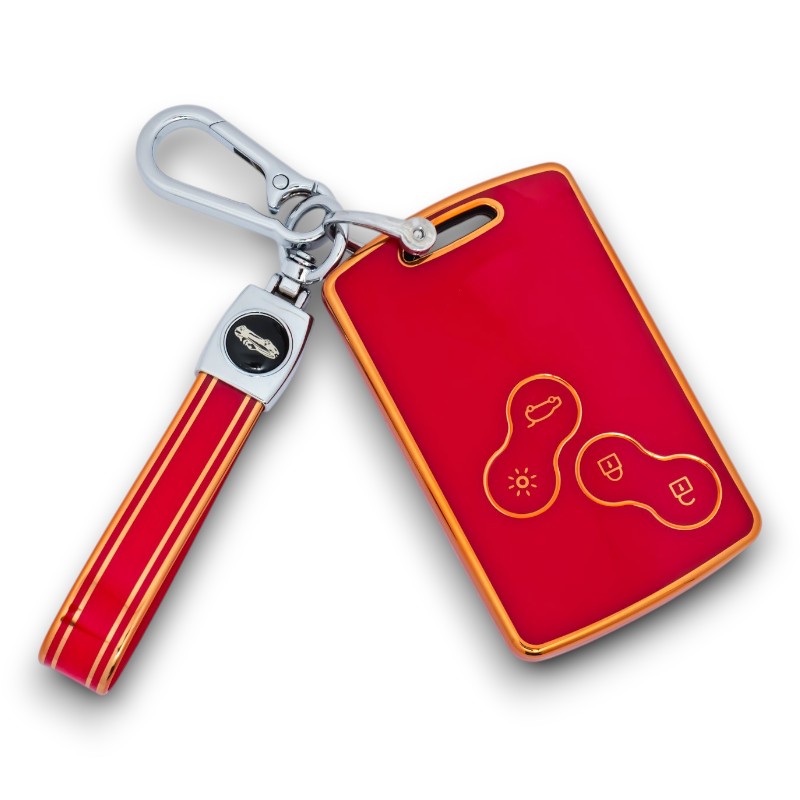 Keychain for Renault Duster Captur Clio Logan Megane 4 Button Key Fob Cover Case