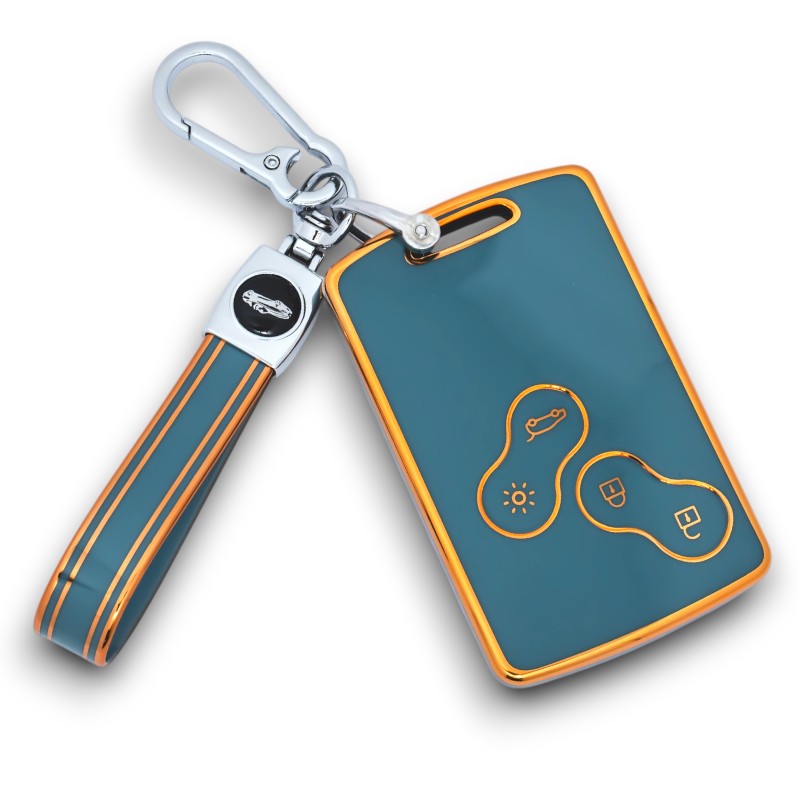 Keychain for Renault Duster Captur Clio Logan Megane 4 Button Key Fob Cover Case
