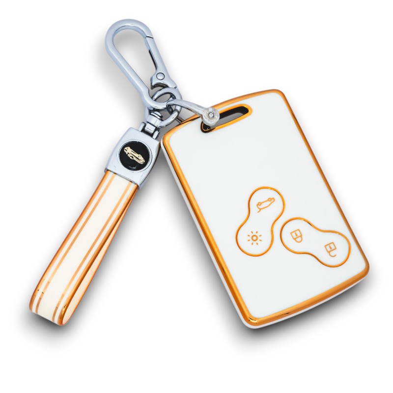 Keychain for Renault Duster Captur Clio Logan Megane 4 Button Key Fob Cover Case