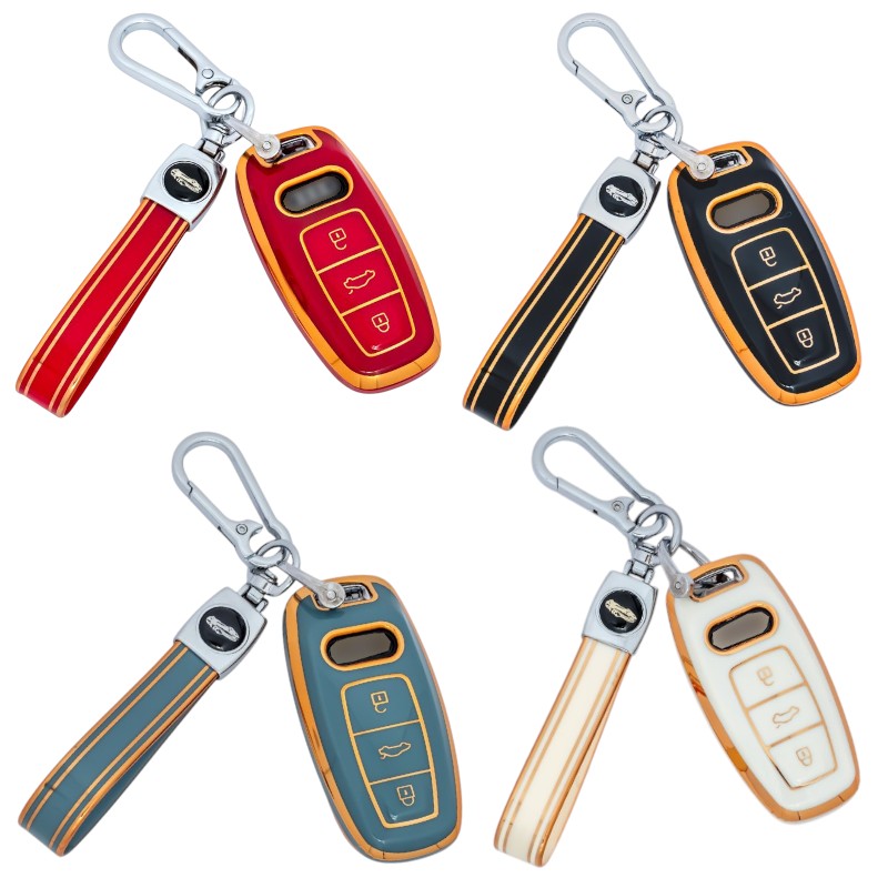 Keychain with Key Case fits For Audi A1 S1 A2 A3 S3 A5 A6 RS TT Remote Fob Cover