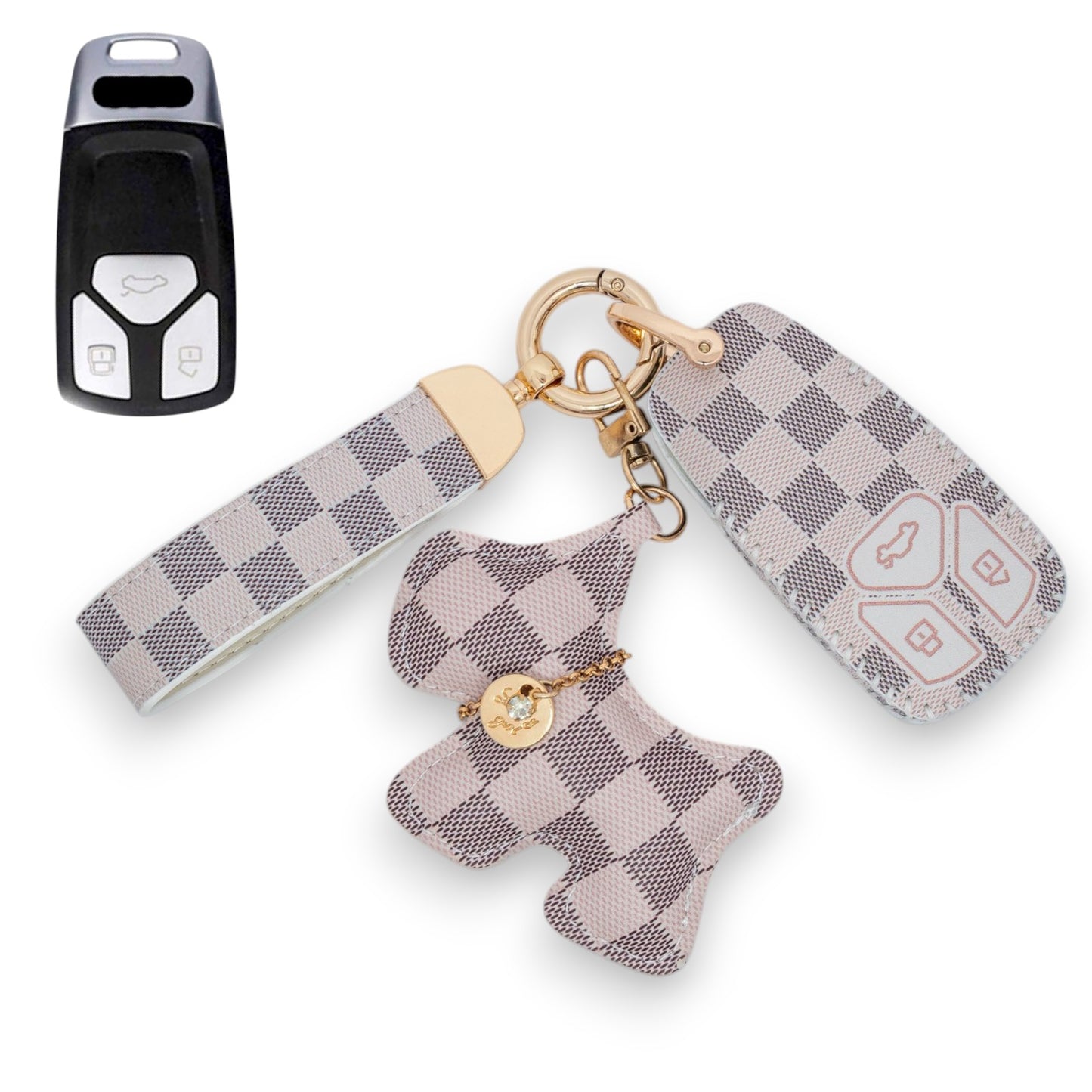 PU Leather Key Case For Audi A4 B9 A5 A6L A6 S4 S5 S7 8W Q7 4M Q5 TT TTS RS Fob