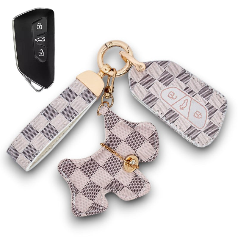 Key Cover For VW Skoda Seat Volkswagen Golf 8 3 Button Car Key Case PU Leather