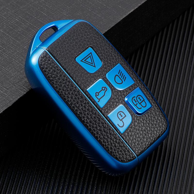 Case for Land Rover, Range Rover Sport, Evoque, Freelander2 – Blue, Red & Silver Leather-Look Design (Copy)