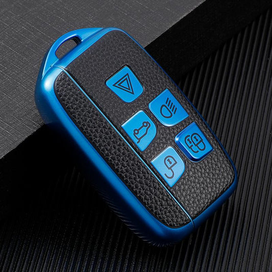 Case for Land Rover, Range Rover Sport, Evoque, Freelander2 – Blue, Red & Silver Leather-Look Design (Copy)