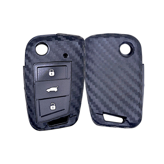 Carbon Fibre Key Cover For Seat Leon Ateca Ibiza VW Golf MK7 MK7.5 Case Fob s40c