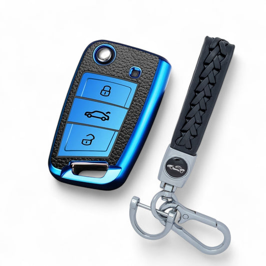 Key Cover For VW Seat Skoda Case Remote Fob Protector Shel Golf TPU Leather TL40