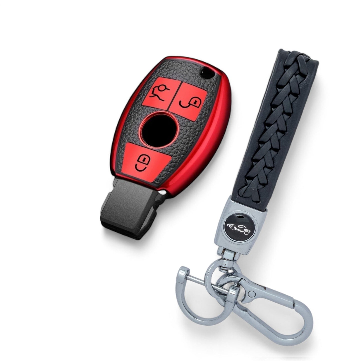 Key Fob Cover Case for Mercedes A B C E S G M V Class 3 Button Car with Keychain