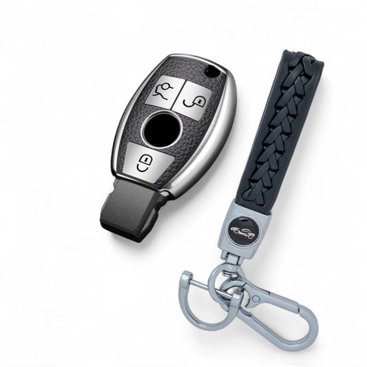Key Fob Cover Case for Mercedes A B C E S G M V Class 3 Button Car with Keychain