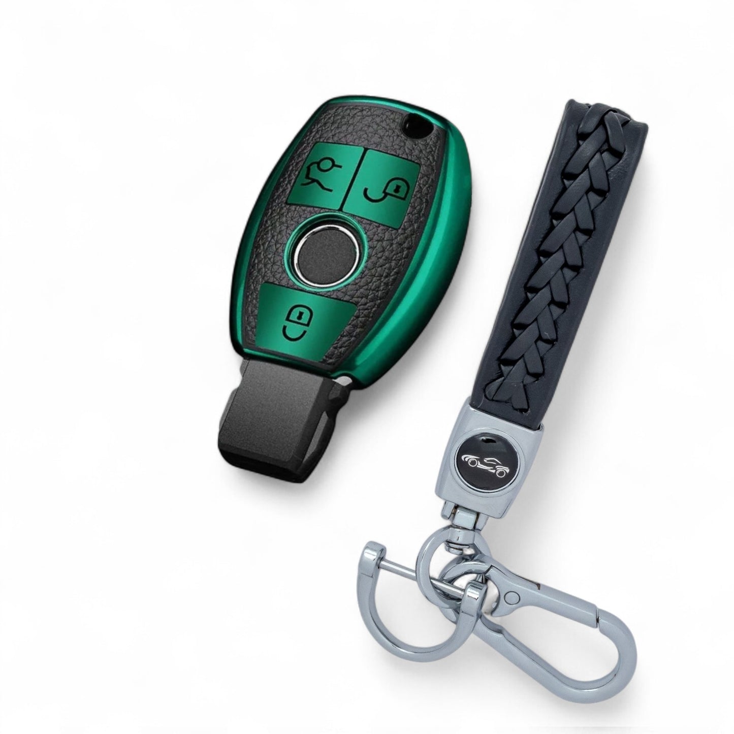 Key Fob Cover Case for Mercedes A B C E S G M V Class 3 Button Car with Keychain