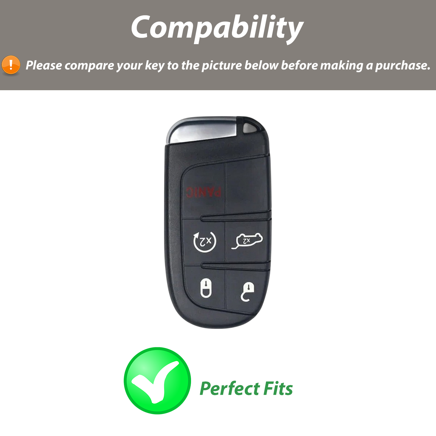 Key Cover for Jeep, Dodge Grand Cherokee, Charger, Challenger, Fiat Fob Case