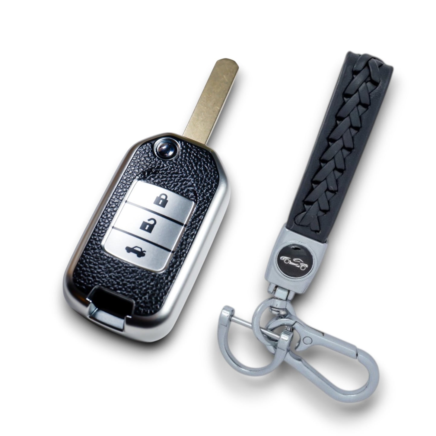 Share Key Case compatible with Honda Civic Jazz HR-V Fob Cover with Keychain