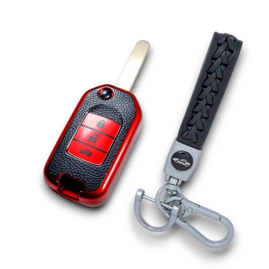 Share Key Case compatible with Honda Civic Jazz HR-V Fob Cover with Keychain
