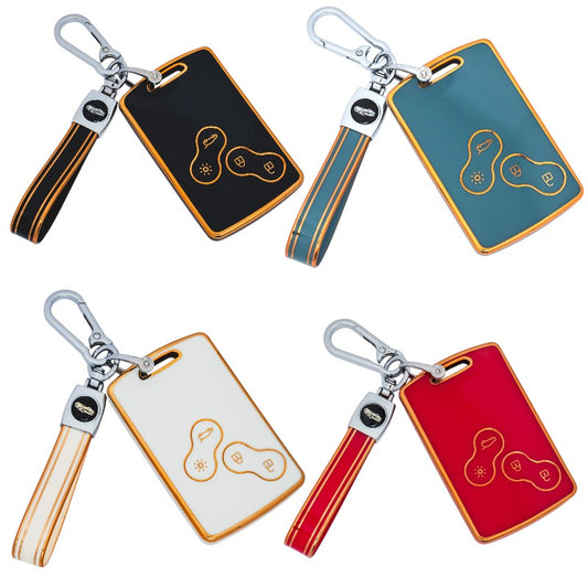 Keychain for Renault Duster Captur Clio Logan Megane 4 Button Key Fob Cover Case