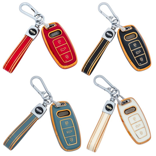 Keychain with Key Case fits For Audi A1 S1 A2 A3 S3 A5 A6 RS TT Remote Fob Cover