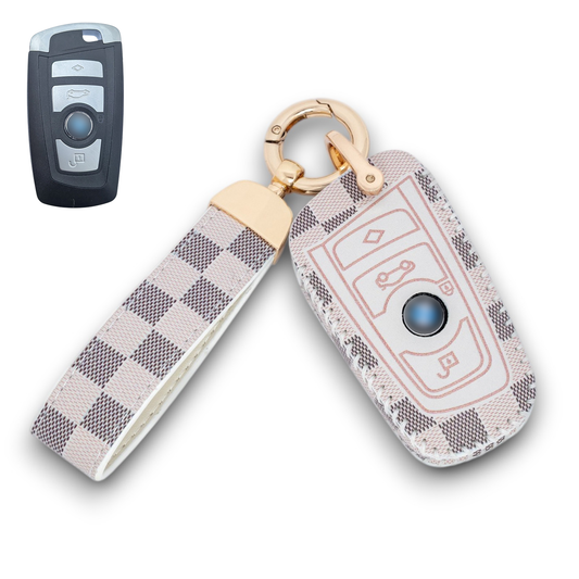 for BMW 1 2 3 5 7 M Series F10 F20 F30 4 Button Remote Car Key Fob PU Leather