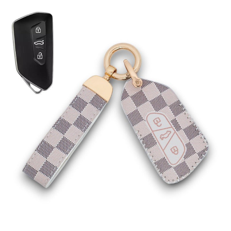 Key Cover For VW Skoda Seat Volkswagen Golf 8 3 Button Car Key Case PU Leather