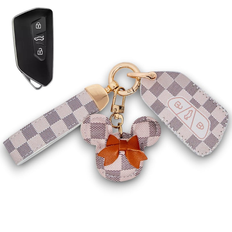 Key Cover For VW Skoda Seat Volkswagen Golf 8 3 Button Car Key Case PU Leather