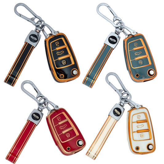 Keychain with Key Case fits For Audi A1 S1 A2 A3 S3 A5 A6 RS TT Remote Fob Cover