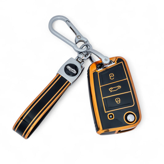 Key Cover For VW Seat Skoda Case Remote Fob Protector Shel Golf with Keychain